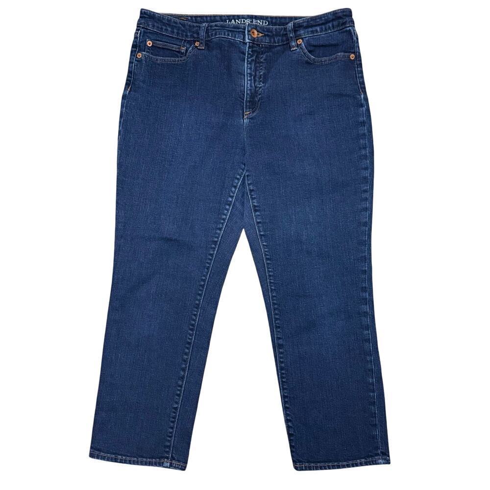 Lands’ End Mid Rise Crop Jeans - Size 12 Blue Denim Gently Used